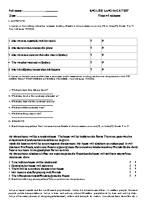 Đề kiểm tra học kì 2 môn Tiếng Anh Lớp 6 (Thí điểm) (Có đáp án)